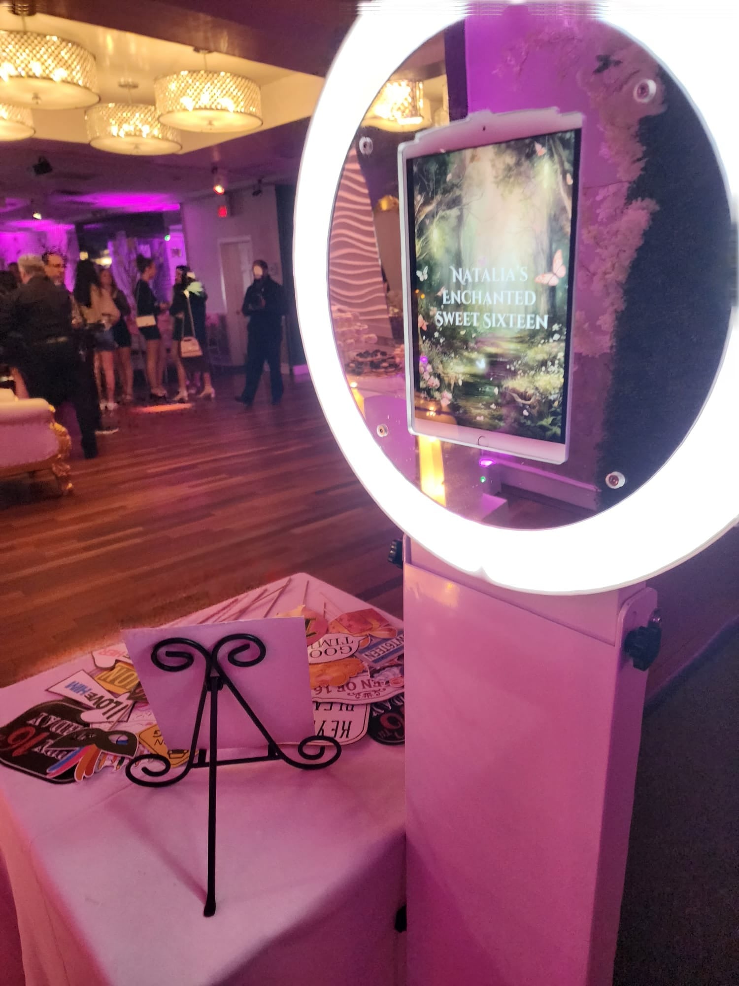 INNOV8’s illuminated photo booth set up at a Sweet Sixteen event
